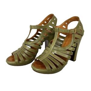 Chie Mihara Caged Heels  Women's EU 38  Green Strappy Platform Sandals